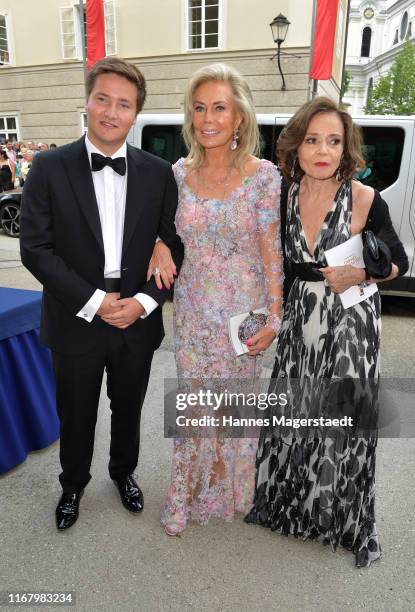 Prince Aly Muhammad Aga Khan, Renate Thyssen-Henne and Ann-Katrin Bauknecht attend the premiere of "Orphee aux Enfers" during the Salzburg Festival...