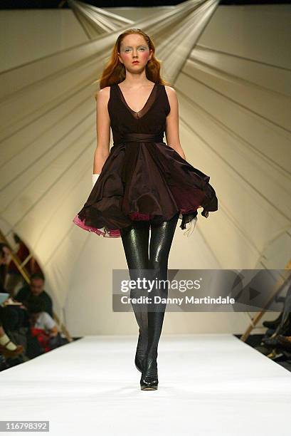 Lily Cole wearing Bora Asku Fall/Winter 2007 during London Fashion Week Fall/Winter 2007 - Bora Aksu - Runway at BFC Tent, Natural History Museum in...