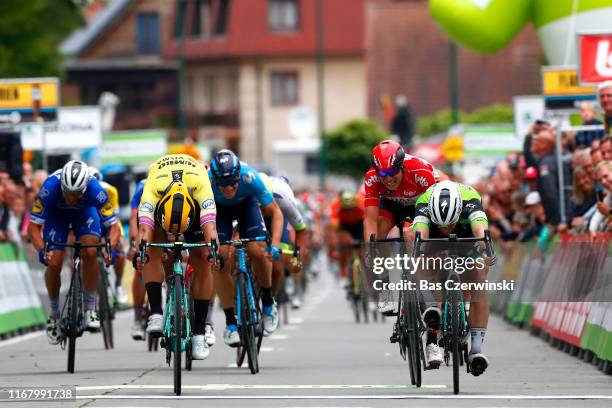 Sprint / Arrival / Sam Bennett of Ireland and Team Bora-Hansgrohe Green Leader Jersey / Dylan Groenewegen of The Netherlands and Team Jumbo-Visma /...