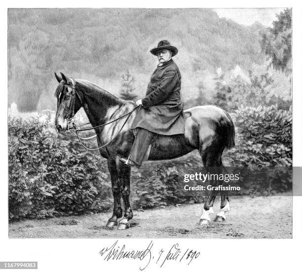 otto v. bismarck erster kanzler des deutschen reiches porträt 1890 - otto von bismarck stock-grafiken, -clipart, -cartoons und -symbole