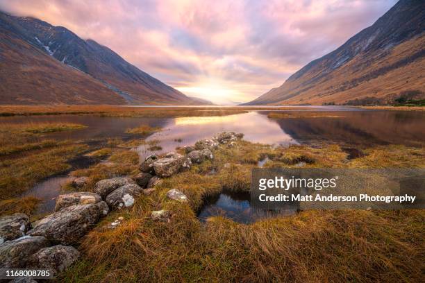 loch etive sunrays - scotland stock pictures, royalty-free photos & images