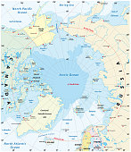 Map of the Arctic with the least and largest extent of the ice cap 2018