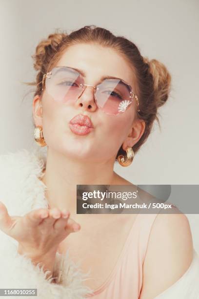 lovely beauty - blowing a kiss imagens e fotografias de stock