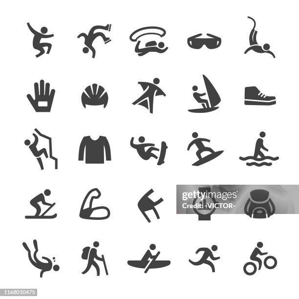 ilustraciones, imágenes clip art, dibujos animados e iconos de stock de iconos de deportes extremos - smart series.jpg - esquí de fuera de pista