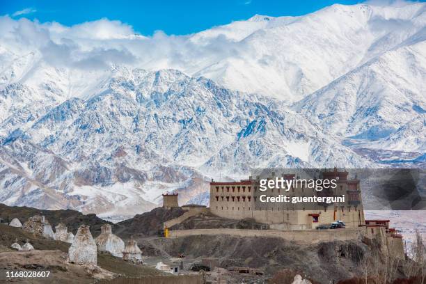 stok palace, indus valley, ladakh, india - palace stock pictures, royalty-free photos & images