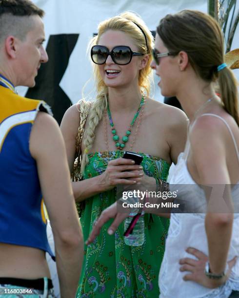 Paris Hilton and Nicky Hilton during Coachella Valley Music and Arts Festival - Day 3 - Sightings at Empire Polo Field in Indio, California, United...