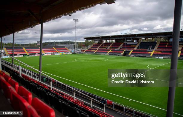 General view of Jamtkraft Arena ahead of the Allsvenskan match between Ostersunds FK and Kalmar FF at Jamtkraft Arena on September 14, 2019 in...