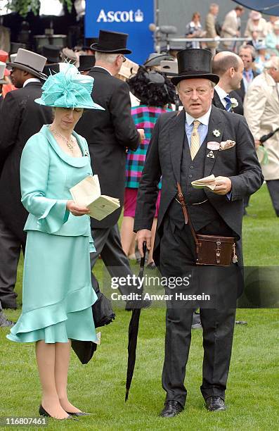 The Princess Royal and Andrew Parker-Bowles attend Ladies Day at Royal Ascot, June 21, 2007.