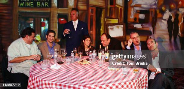 Actors of the 'Sopranos' tv series at the Atlantic City Hilton and Resorts Casinos during a press promotion: James Gandolfini, Michael Imperioli,...