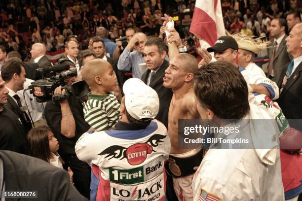 June 9: MANDATORY CREDIT Bill Tompkins/Getty Images Miguel Cotto defeats Zab Judah by TKO in the 11th round in their Welterweight fight at Madison...