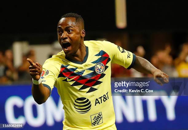 Renato Ibarra of Club America reacts after scoring the first goal against Atlanta United in the first half during the final of the Campeones Cup...