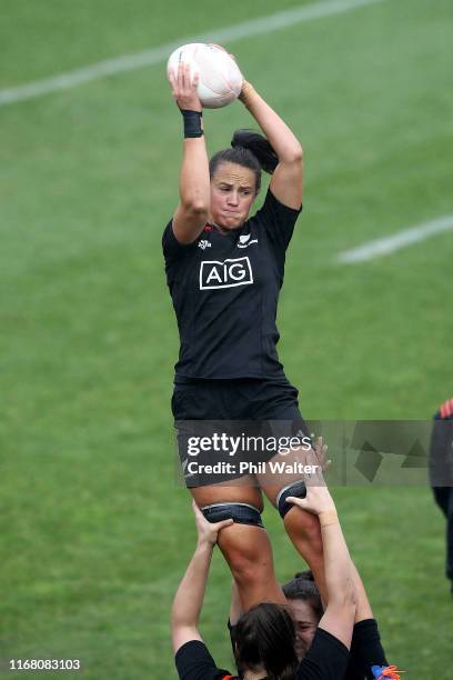 Charmaine Smith of the Black Ferns during a training session at Auckland Grammar School on August 15, 2019 in Auckland, New Zealand.
