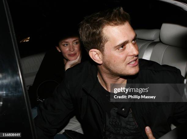 Emily Blunt and Michael Buble after he appeared on the Late Late Show at the RTE Studios on October 5, 2007 in Dublin, Ireland.