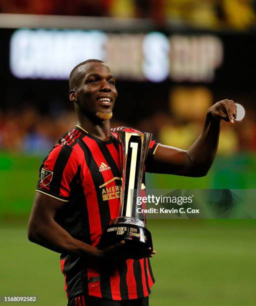 Florentin Pogba of Atlanta United celebrates winning the Campeones Cup 3-2 between Club America and Atlanta United at Mercedes-Benz Stadium on August...