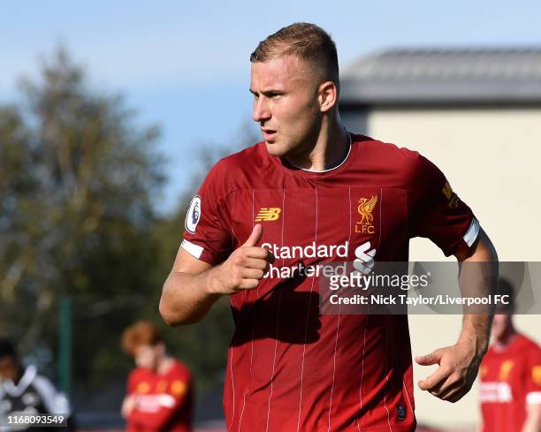 Herbie Kane of Liverpool during the PL2 game at The Kirkby Academy on September 14, 2019 in Kirkby, England.