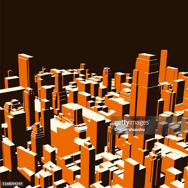 3d geometric cube style city architecture pattern poster - office cubes stock illustrations