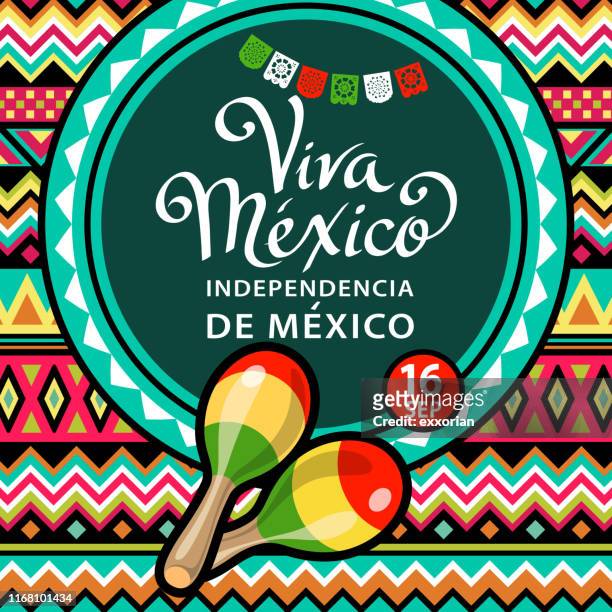 stockillustraties, clipart, cartoons en iconen met viva mexico independence viering - number 16