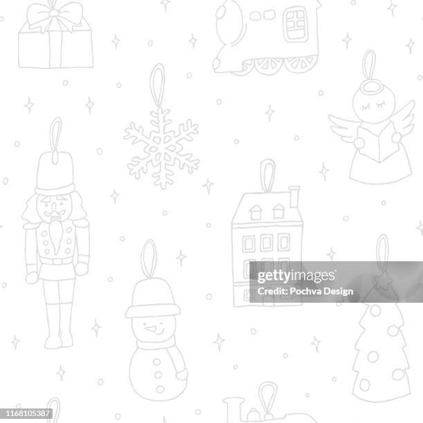 christmas ornament seamless pattern - nutcracker stock illustrations