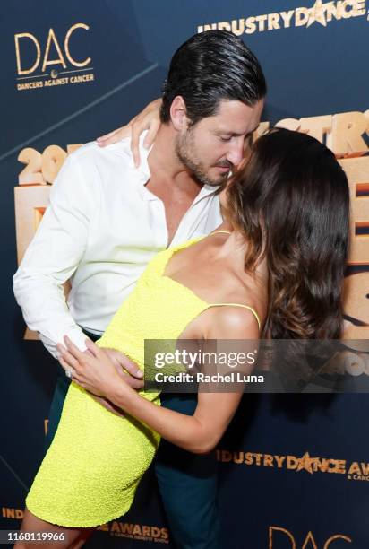 Val Chmerkovskiy and Jenna Johnson-Chmerkovskiy attend the 2019 Industry Dance Awards at Avalon Hollywood on August 14, 2019 in Los Angeles,...