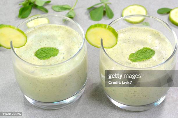 cucumber mint drink - lassi stock-fotos und bilder