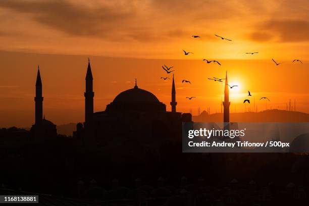sunrise over hagia sophia - mosque stock pictures, royalty-free photos & images