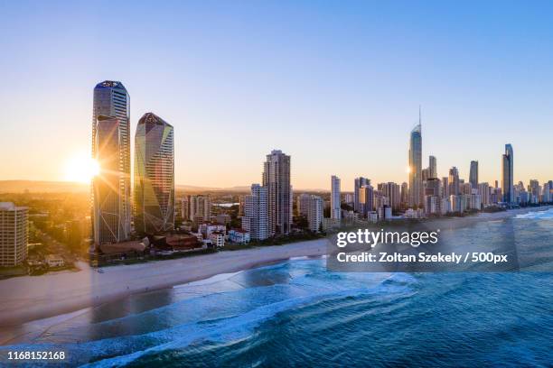 sunset over the city of gold coast looking from the south - la serena stock pictures, royalty-free photos & images