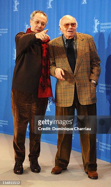 Berlinale Festival Director Dieter Kosslick and Francesco Rosi attend the Honorary Golden Bear Photocall as part of the 58th Berlinale Film Festival...