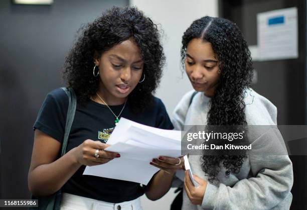 Sixth form students receive their A-Level results at Stoke Newington School on August 15, 2016 in London, England. Over 300,000 teenagers are getting...