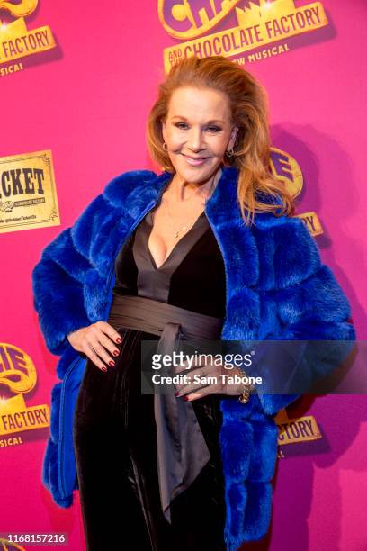 Rhonda Burchmore attends the Charlie And The Chocolate Factory Opening Night at Her Majesty's Theatre on August 15, 2019 in Melbourne, Australia.
