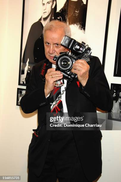 Photographer Ron Galella attends the opening of "Warhol by Galella" at Le Bon Marche Paris on February 28, 2008 in Paris, France.