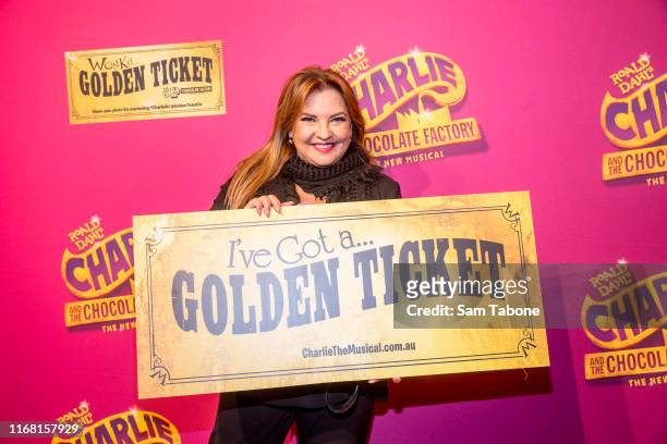 Rebekah Elmaloglou attends the Charlie And The Chocolate Factory Opening Night at Her Majesty's Theatre on August 15, 2019 in Melbourne, Australia.