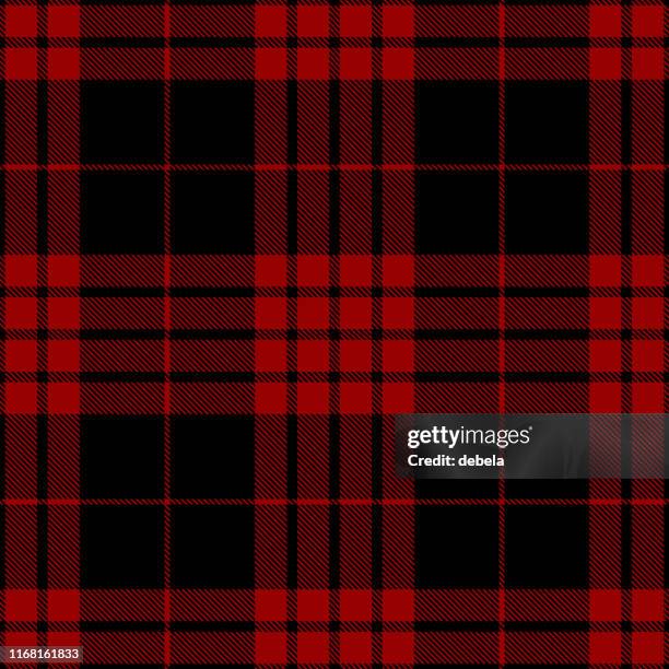 rot und schwarz schottischet tartan karierten textilmuster - scottish culture stock-grafiken, -clipart, -cartoons und -symbole