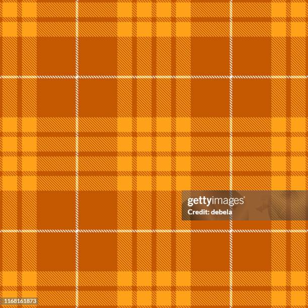 orange scottish tartan plaid textile pattern - tartan stock illustrations