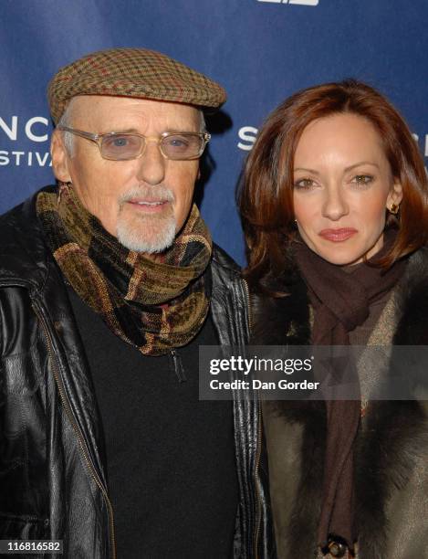 Actor Dennis Hopper and Victoria Duffy attends the premiere of "Sleepwalking" at Eccles Theatre during the 2008 Sundance Film Festival on January 22,...