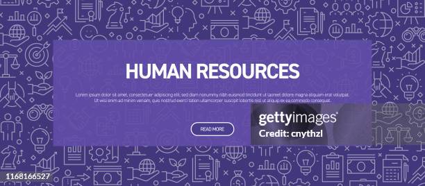 human resources concept - business related seamless pattern web banner - employee engagement banner stock illustrations