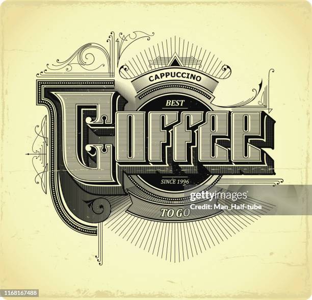 coffee to go lettering. sign. - coffe print stock illustrations