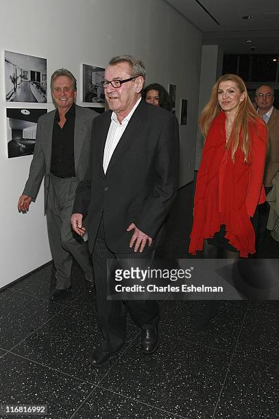 Actor/producer Michael Douglas, writer/director Milos Forman and wife Martina Zborilova attend "One Flew Over the Cuckoo's Nest" intro at MoMA on...