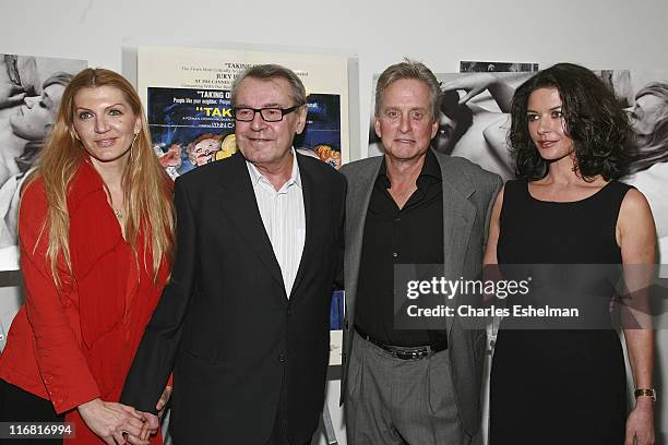 Martina Zborilova, writer/director Milos Forman, actor/producer Michael Douglas and actress Catherine Zeta-Jones attend "One Flew Over the Cuckoo's...