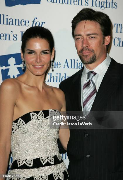 Actress Angie Harmon and Jason Sehorn attend The Alliance for Children's Rights Awards Gala at the Beverly Hilton Hotel on March 10, 2008 in Beverly...