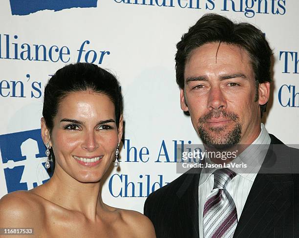 Actress Angie Harmon and Jason Sehorn attends The Alliance for Children's Rights Awards Gala at the Beverly Hilton Hotel on March 10, 2008 in Beverly...