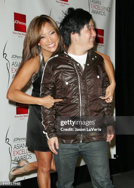 Dancer Carrie Ann Inaba and comedian Bobby Lee attend the 2008 JCPenney Asian Excellence Awards Nominations Press Conference at the Sofitel Hotel on...