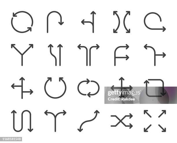 direction - bold line icons - road marking stock illustrations