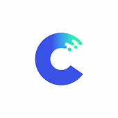 Letter C Design Vector In Blue Green Gradient