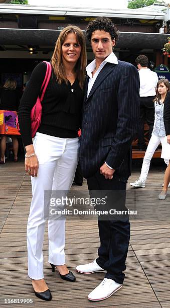 Laure Manaudou and Benjamin Stasiulis attend the 2008 French Open at Roland Garros on June 8, 2008 in Paris, France.