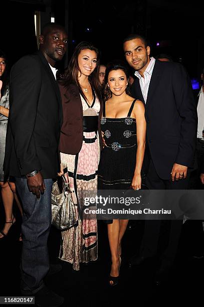 Ladj Doukoure, Rachel Legrain-Trapani, basketball player Tony Parker and Actress Eva Longoria attends the Launch Party for the Ingenieur Automatic...