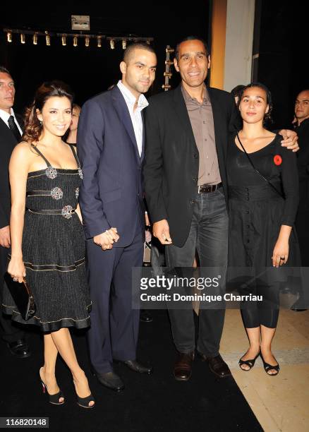 Basketball player Tony Parker, actress Eva Longoria, Richard Dacoury and guest attends the Launch Party for the Ingenieur Automatic Edition Zinedine...