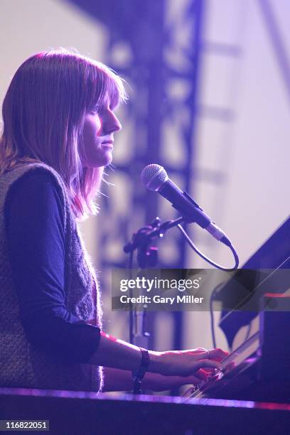 Pianist Marketa Irglova of The Swell Season performs in concert at the Austin City Limits music festival on September 26, 2008 in Austin, Texas.