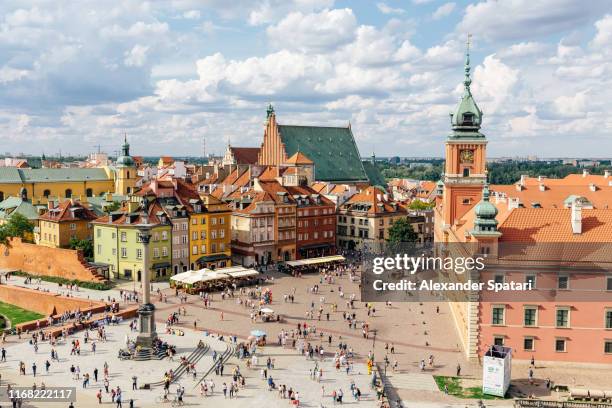 aerial view of warsaw historical old town, poland - polanc stock pictures, royalty-free photos & images