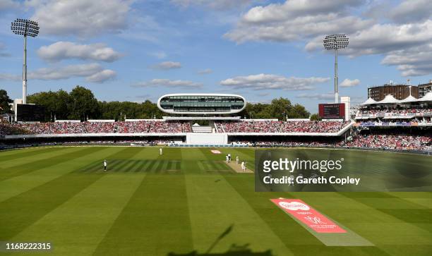 General view of play during day two of the 2nd Specsavers Ashes Test match at Lord's Cricket Ground on August 15, 2019 in London, England.