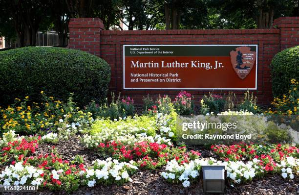 Martin Luther King, Jr. National Historical Park and Preservation District signage in Atlanta, Georgia on July 27, 2019.